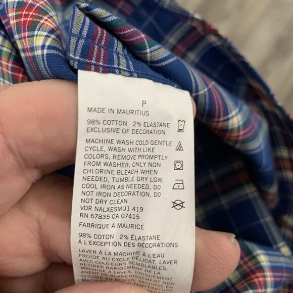 Nautica Flex Classic Fit Shirt Mens Sz Small Navy Blue Plaid Button Up Stretch - Picture 6 of 7